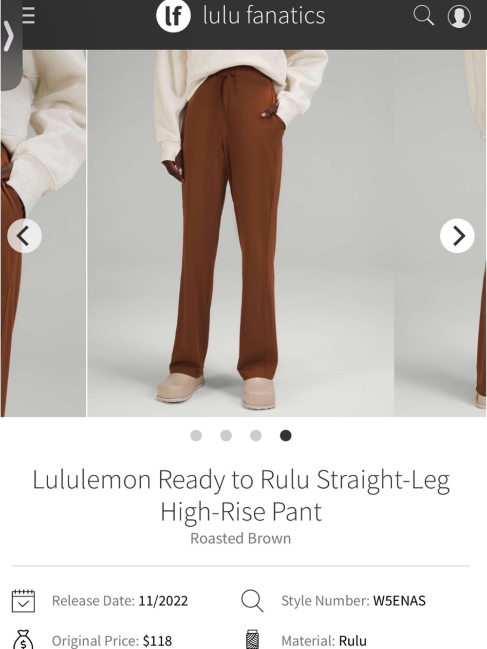 lululemon athletica Straight‑Leg High‑Rise Pants — Roasted Brown